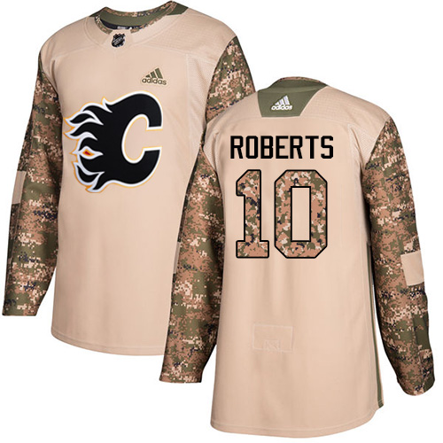 Adidas Flames #10 Gary Roberts Camo Authentic Veterans Day Stitched NHL Jersey